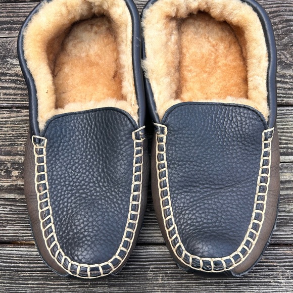 Acorn Shearling Lined Leather Moccasin Slippers men’s 11 House Shoes slippers - Picture 3 of 8